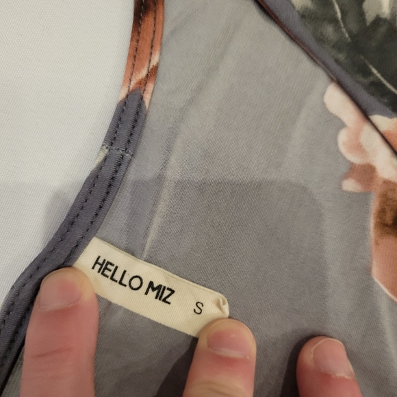 Hello Miz Maternity Dress Size Small Floral High Low Tie Back Stretchy Faux Wrap - Picture 5 of 10